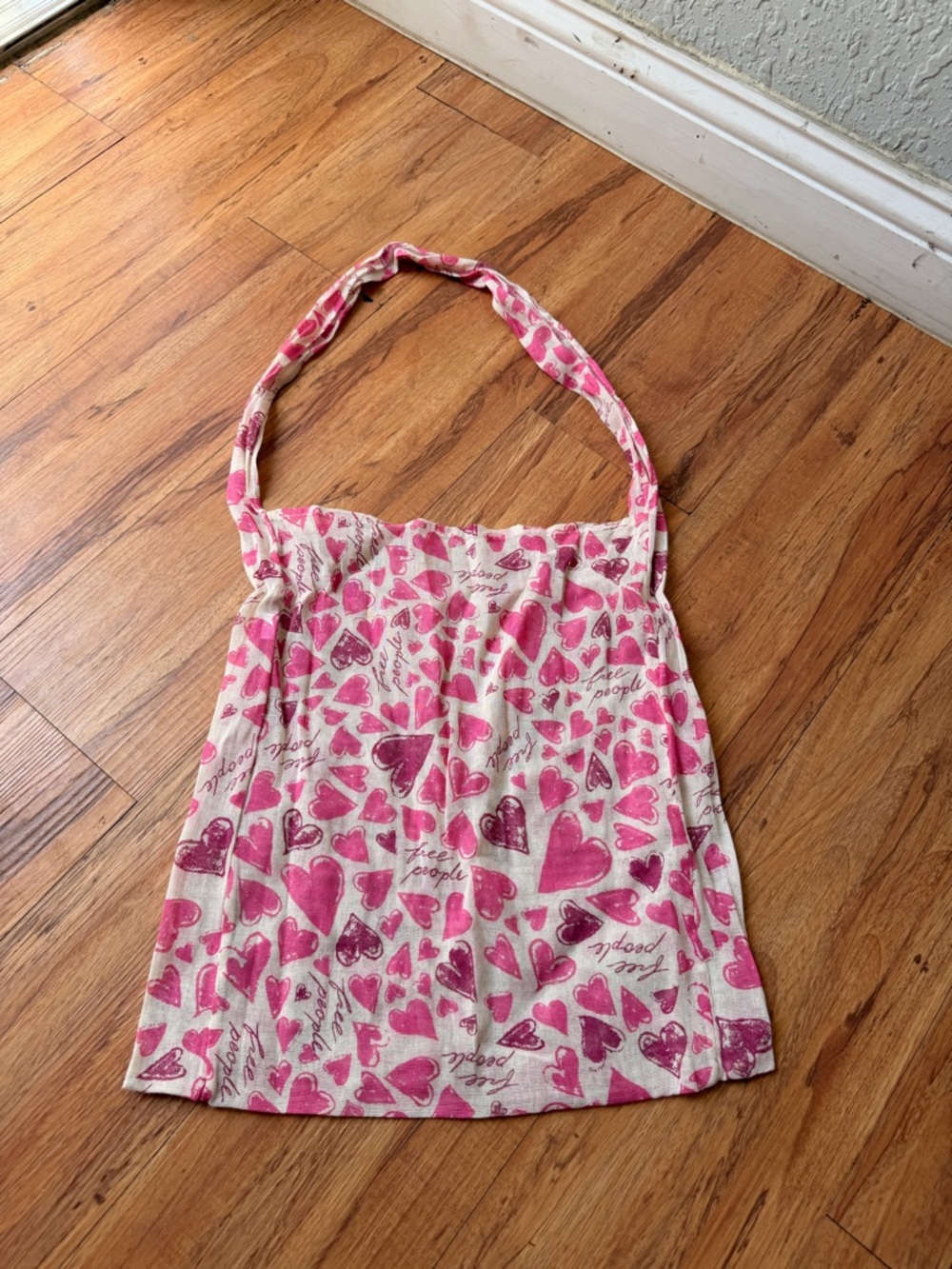 Free People Pink Heart Print Tote Bag